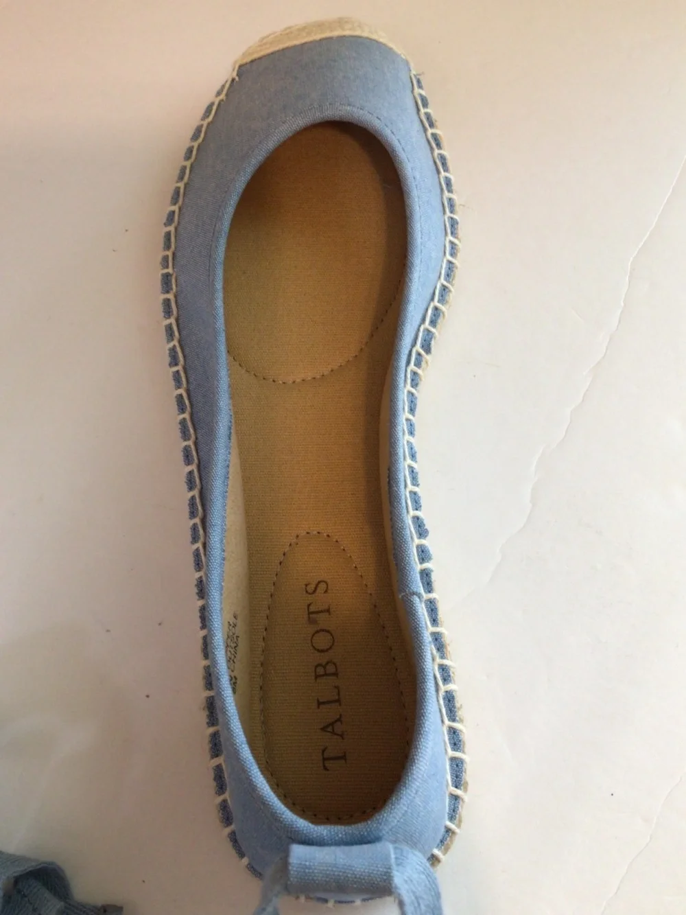Talbots Izzy Denim Espadrilles Size 8 M Blue Lace Ups Coastal Summer European